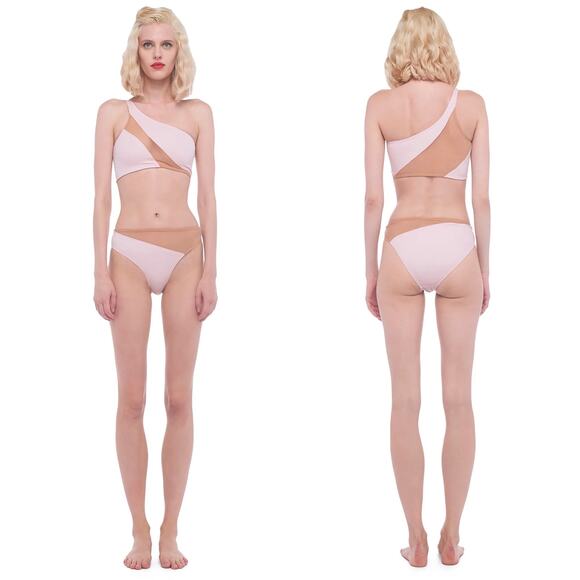 Norma KAMALI Snake Mesh Bikini Swim Bottoms Separates Blush Pink - Picture 2 of 5